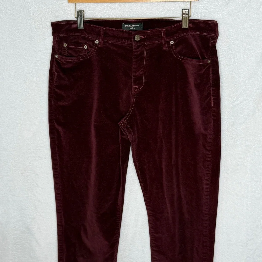 Banana Republic Womens 31/12R Burgundy Velvet Skinny Fit Pants Stretch Holiday